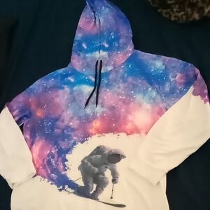 Galaxy Print Hoodie with Astronaut Design